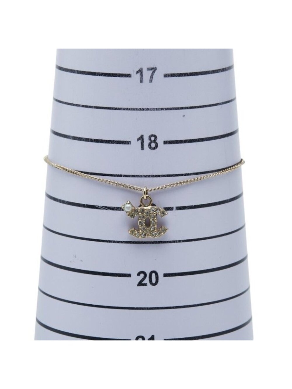 Chanel CC Logo Bracelet Gold Plated Faux Pearl Line Stone - Picture 6 of 7